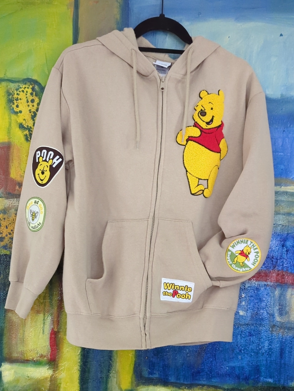 Disney Winnie The Pooh Zip Up Hoodie In Sand Size Medium